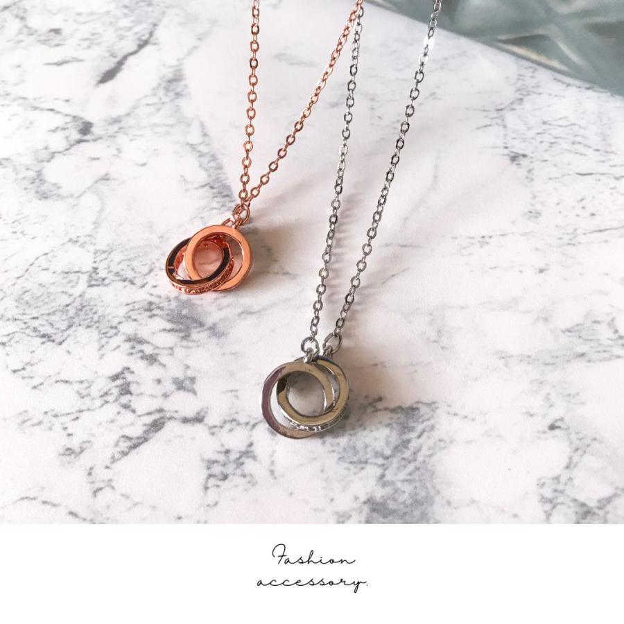 ダブルリング ネックレス 18K 仕上げ アレルギー対応 シルバー ダブルリング ネックレス 18K 仕上げ アレルギー対応 シルバー
