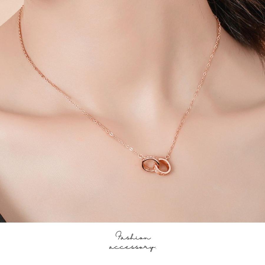 ダブルリング ネックレス 18K 仕上げ アレルギー対応 シルバー ダブルリング ネックレス 18K 仕上げ アレルギー対応 シルバー