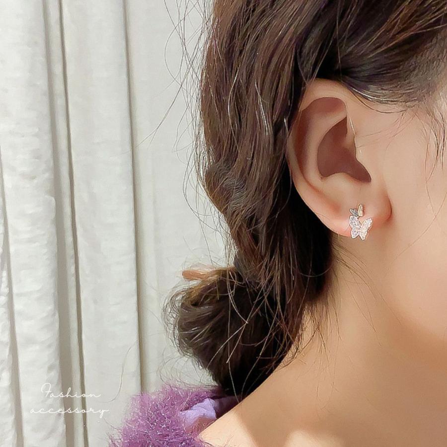バタフライピアス 蝶 2連 小さめ ピンクゴールド 上品 小ぶり バタフライピアス 蝶 2連 小さめ ピンクゴールド 上品 小ぶり