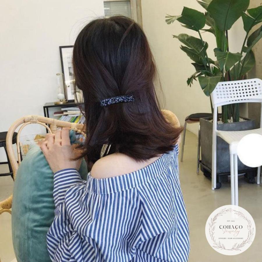 バレッタ クリスタル ビジュー キラキラ 上品 ビーズ ヘアアクセサリー