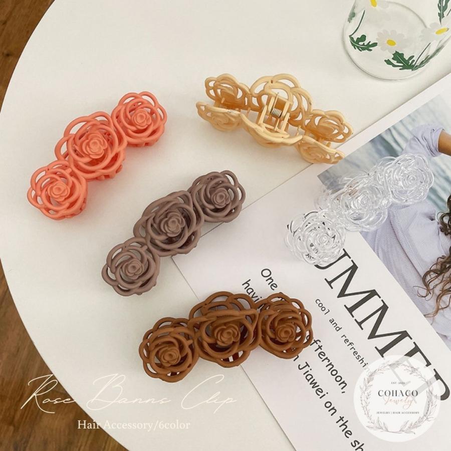 ローズ 薔薇 バンスクリップ ヘアークリップ 上品 お花 フラワー ヘア