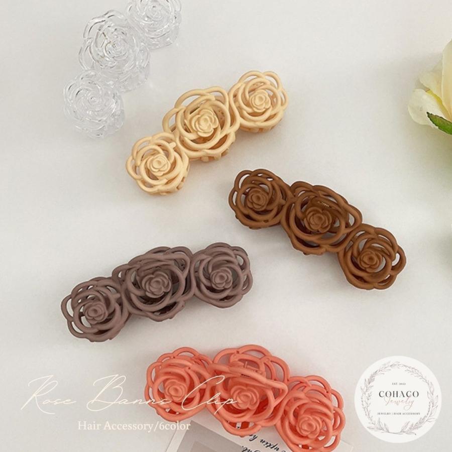 ローズ 薔薇 バンスクリップ ヘアークリップ 上品 お花 フラワー ヘア