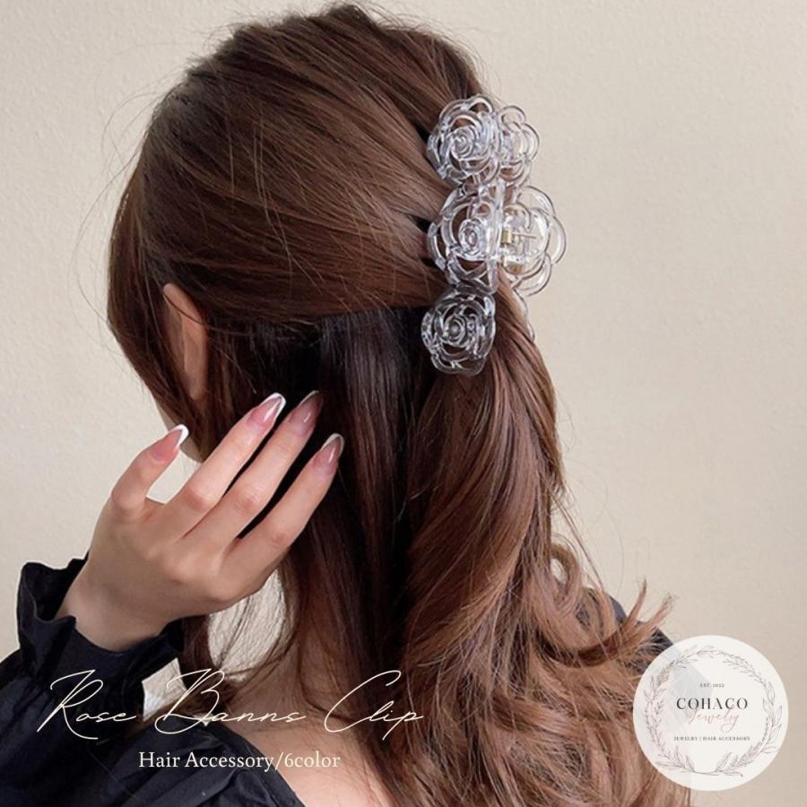 ローズ 薔薇 バンスクリップ ヘアークリップ 上品 お花 フラワー ヘア