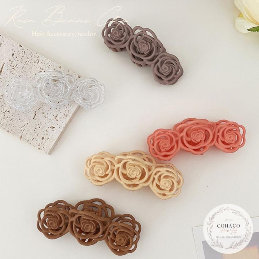 ローズ 薔薇 バンスクリップ ヘアークリップ 上品 お花 フラワー ヘア
