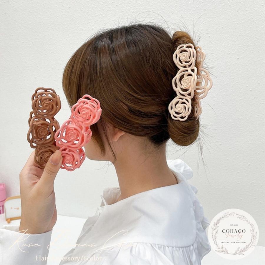 ローズ 薔薇 バンスクリップ ヘアークリップ 上品 お花 フラワー ヘア