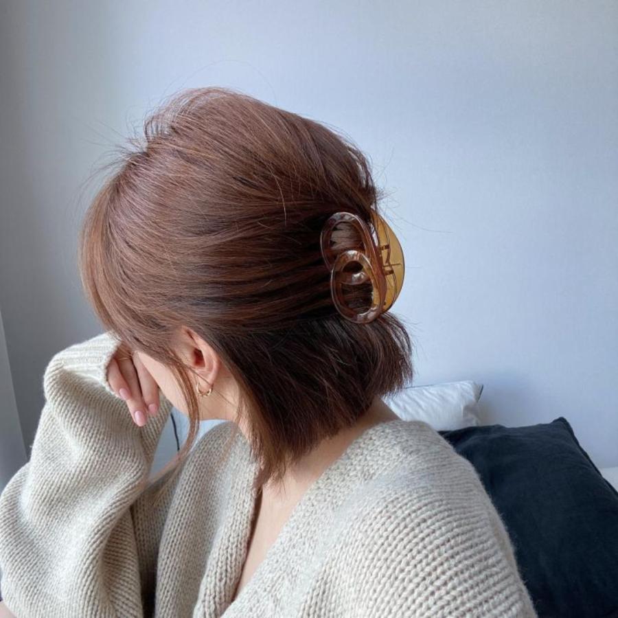 バンスクリップ ヘアークリップ クリア スモーキーカラー 丸 リング
