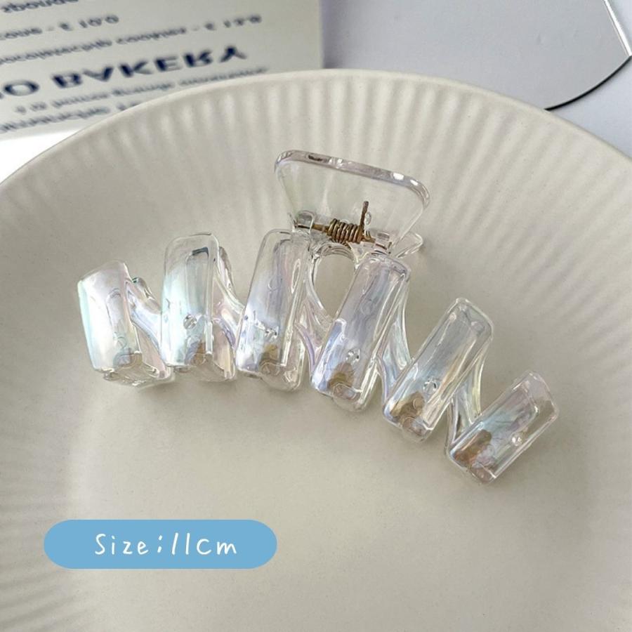 バンスクリップ ヘアクリップ オーロラ クリア 虹色 レインボー