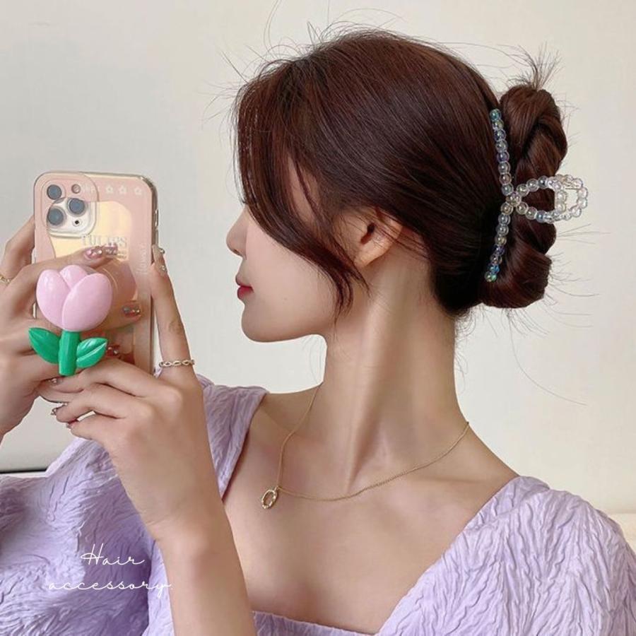 バンスクリップ ヘアクリップ オーロラ クリア 虹色 レインボー