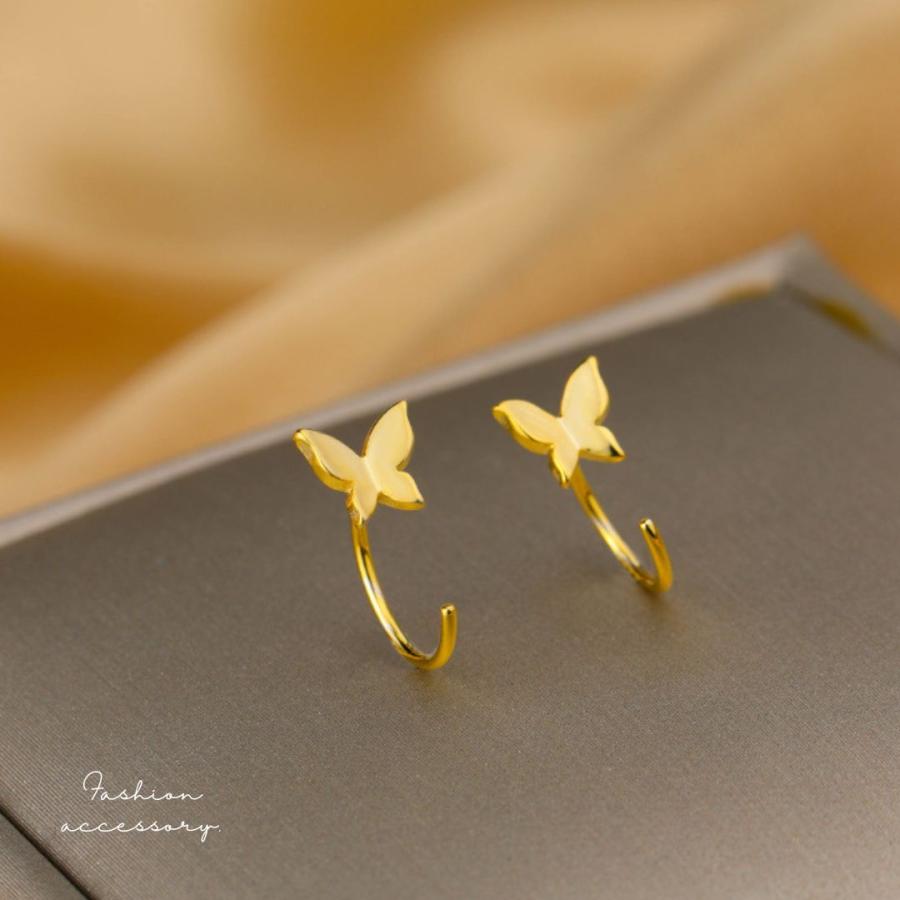 蝶 バタフライピアス フープピアス シルバー925 アレルギー対応 ミニ