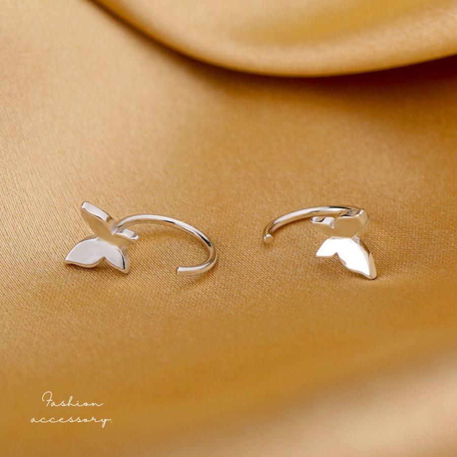 蝶 バタフライピアス フープピアス シルバー925 アレルギー対応 ミニ