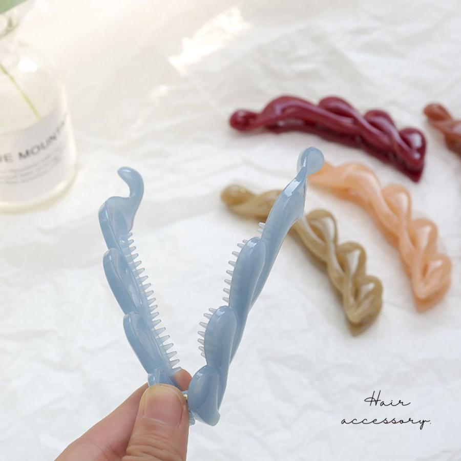バナナクリップ ヘアクリップ 翡翠 艶 三つ編み くすみカラー ヘア
