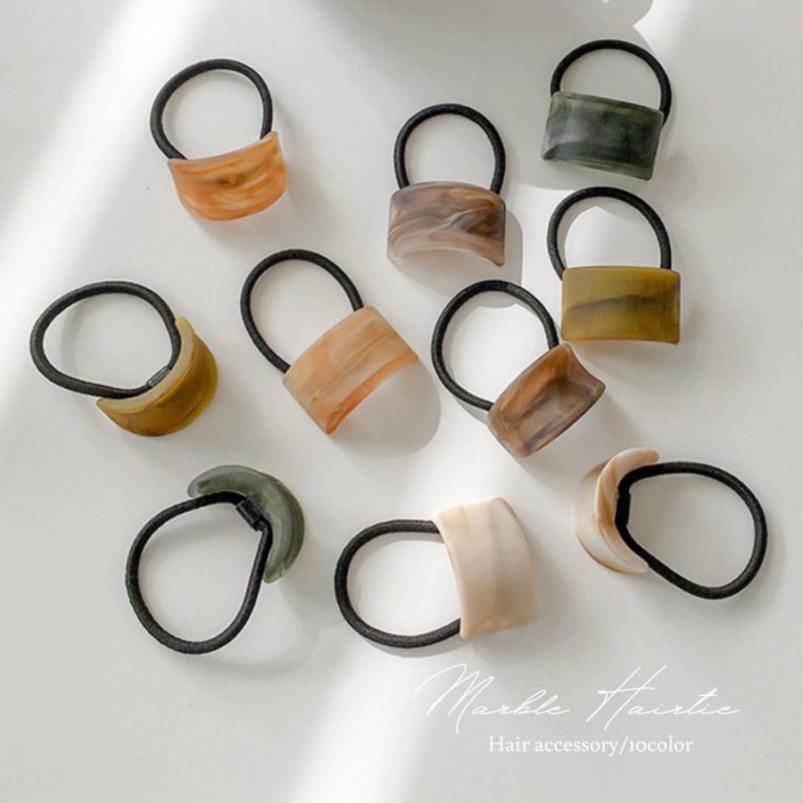 レジンヘアゴム スクエア 大人カラー ブラウン 透け感 べっ甲 押し花