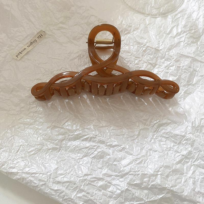 バンスクリップ くすみカラー ヘアクリップ クリア 艶 網目模様 上品