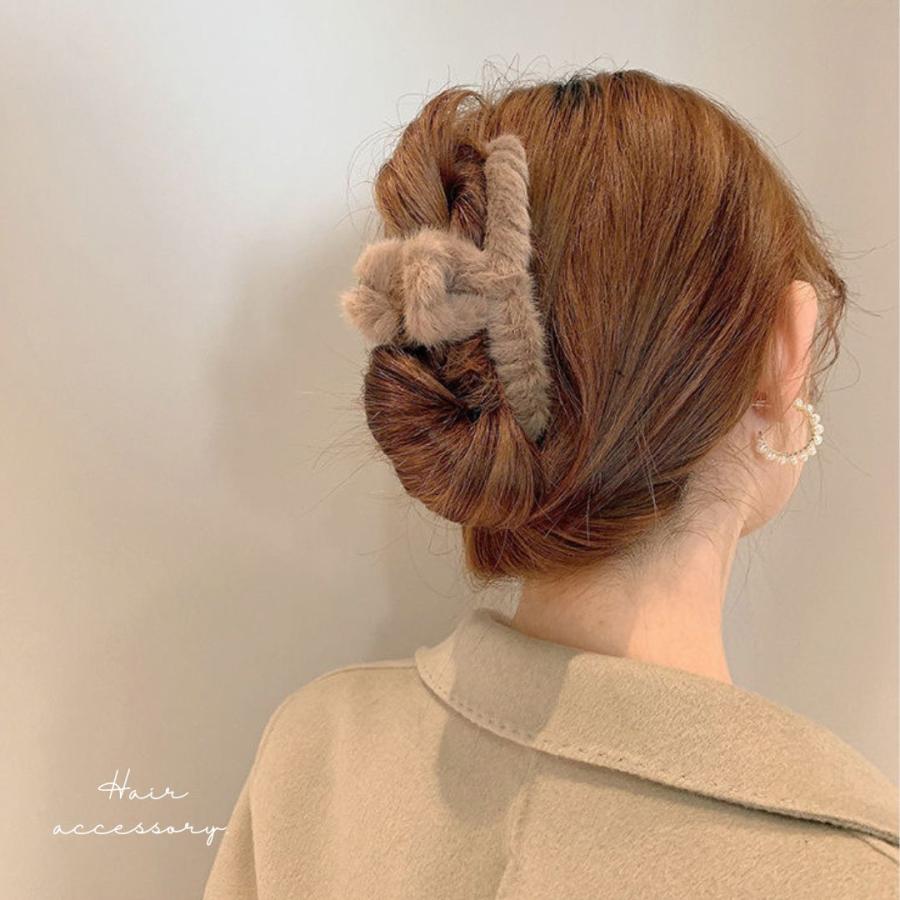 フェイクファー バンスクリップ ヘアクリップ ふわふわ もこもこ