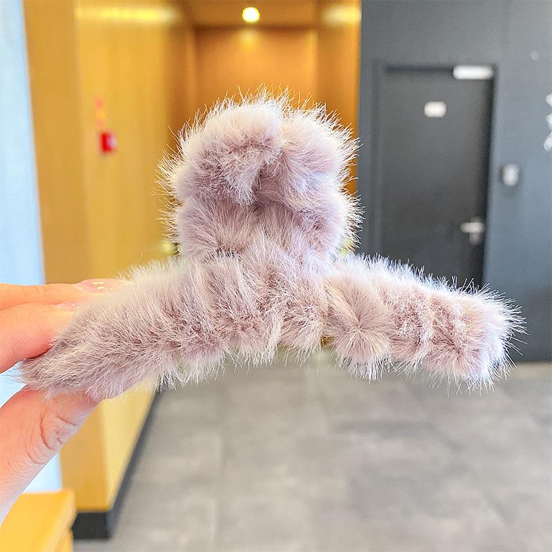 フェイクファー バンスクリップ ヘアクリップ ふわふわ もこもこ