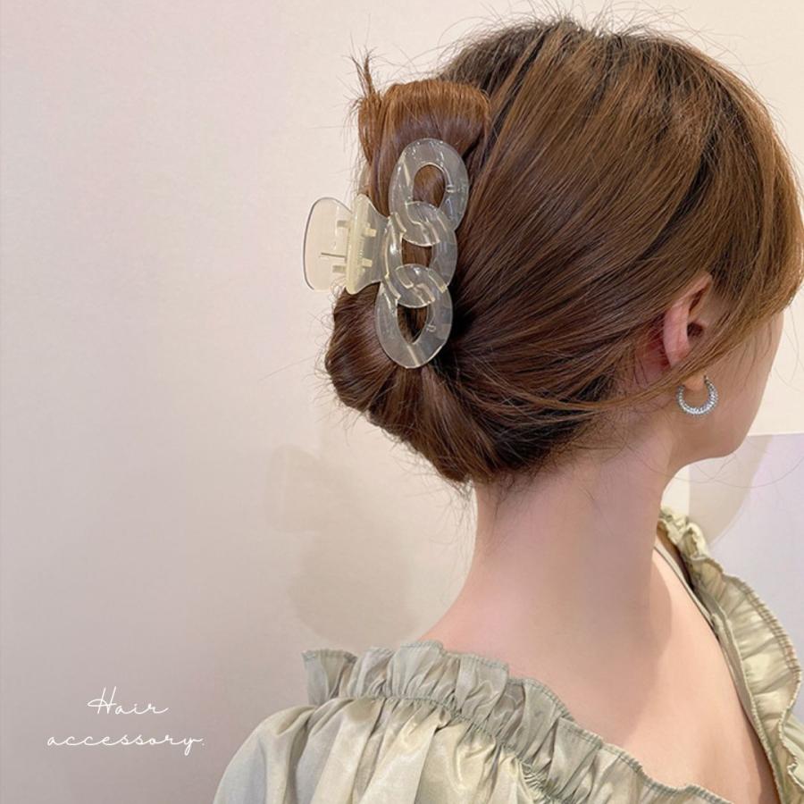 くすみカラーバンスクリップ ヘアクリップ クリア リング 艶 ヘア