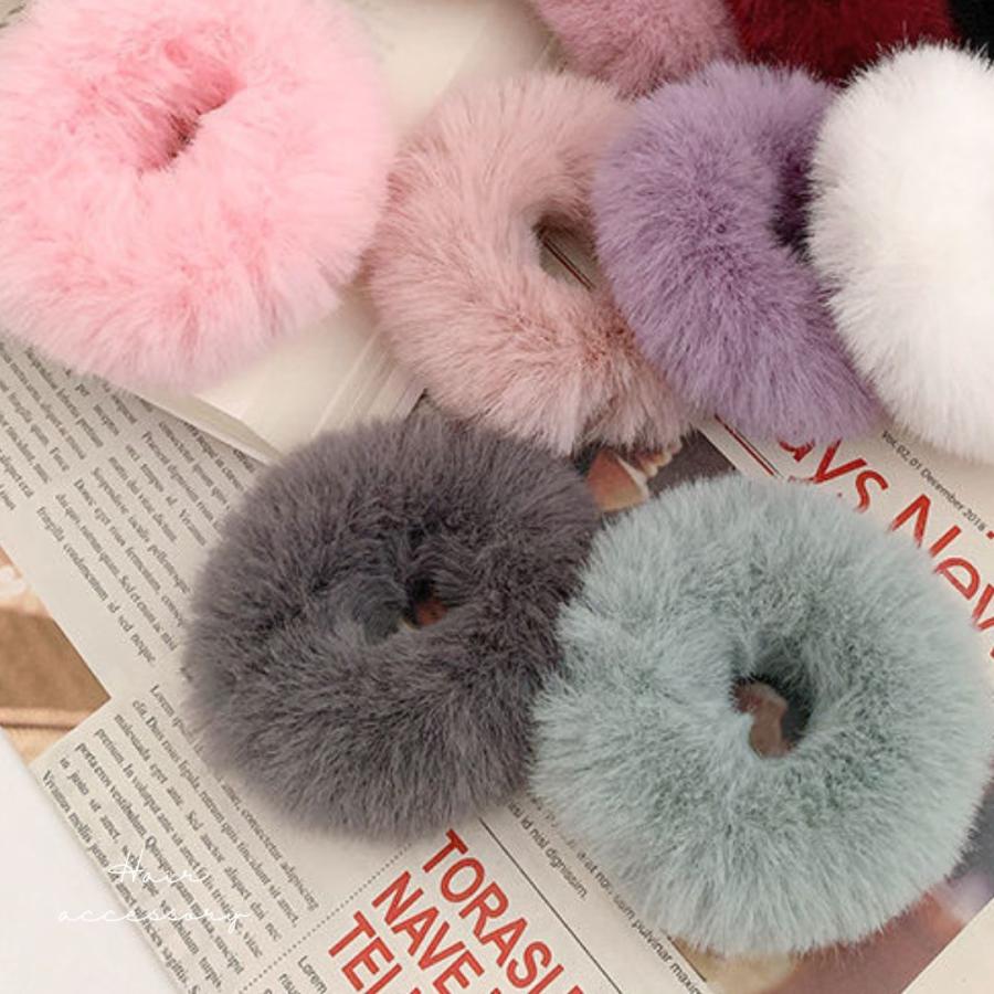 フェイクファーヘアゴム シュシュ ふわふわ もこもこ ヘアアクセサリー