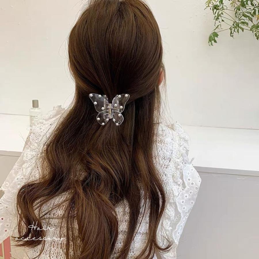 バタフライバンスクリップ 蝶 ヘアクリップ パール クリア バタフライバンスクリップ 蝶 ヘアクリップ パール クリア