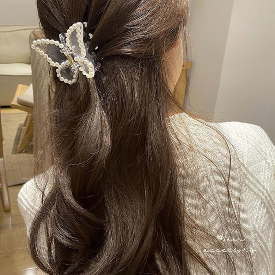 バタフライバンスクリップ 蝶 ヘアクリップ パール クリア バタフライバンスクリップ 蝶 ヘアクリップ パール クリア
