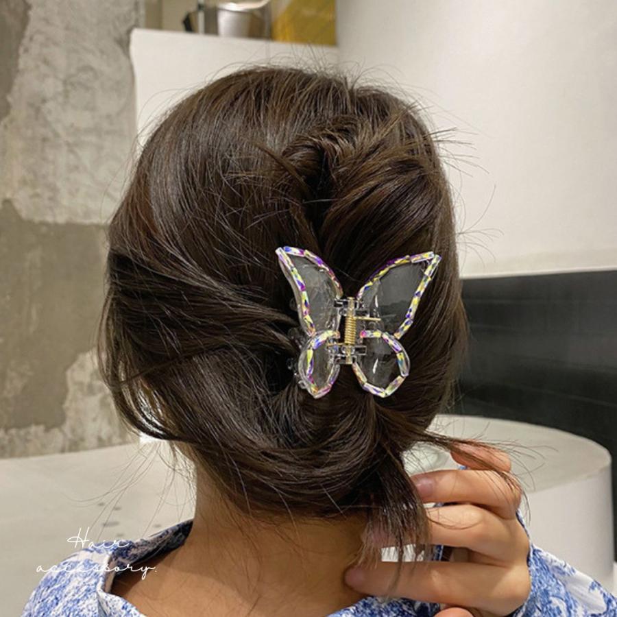 バタフライバンスクリップ 蝶 ヘアクリップ パール クリア バタフライバンスクリップ 蝶 ヘアクリップ パール クリア