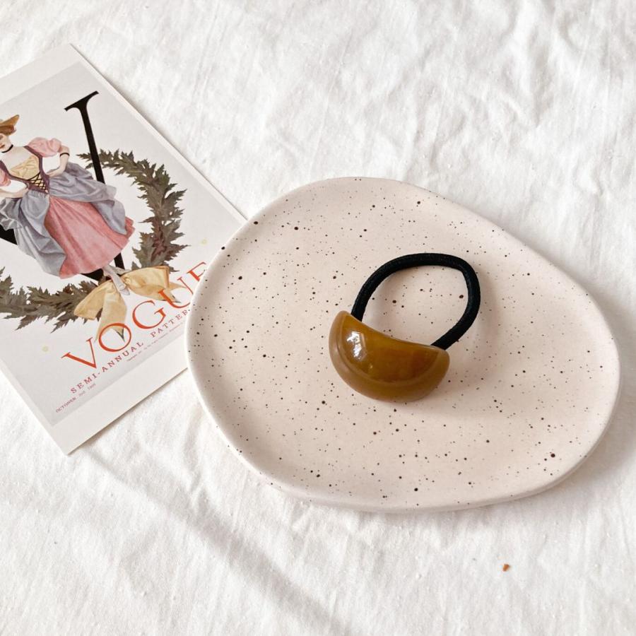 ヘアゴム くすみカラー 艶 丸 ストーンモチーフ 琥珀 大理石