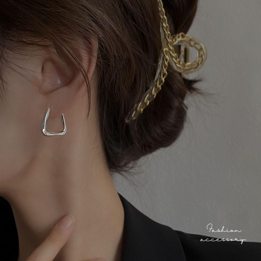 フープピアス ひねり リング スクエア シルバー925 アレルギー対応