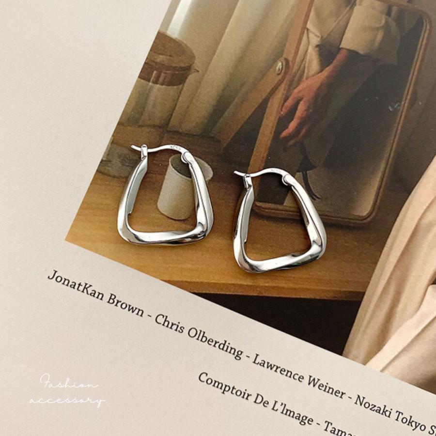 フープピアス ひねり リング スクエア シルバー925 アレルギー対応