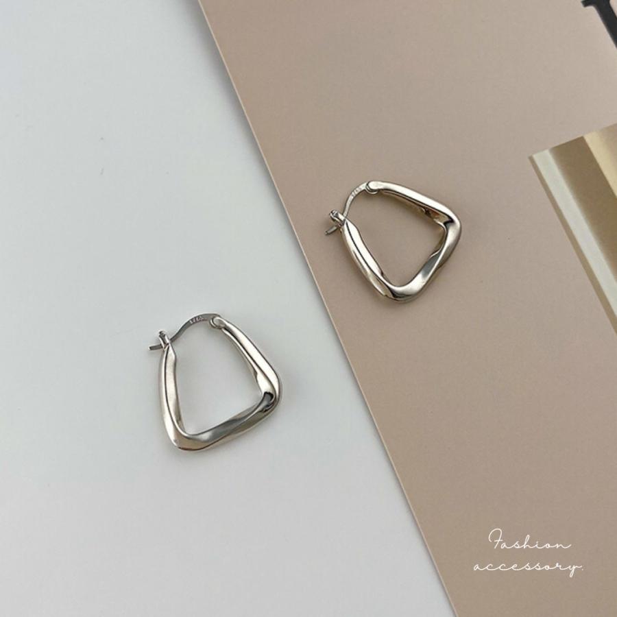 フープピアス ひねり リング スクエア シルバー925 アレルギー対応