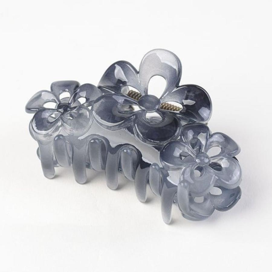 フラワーヘアクリップ べっ甲 花 バンスクリップ 大きめ クリア