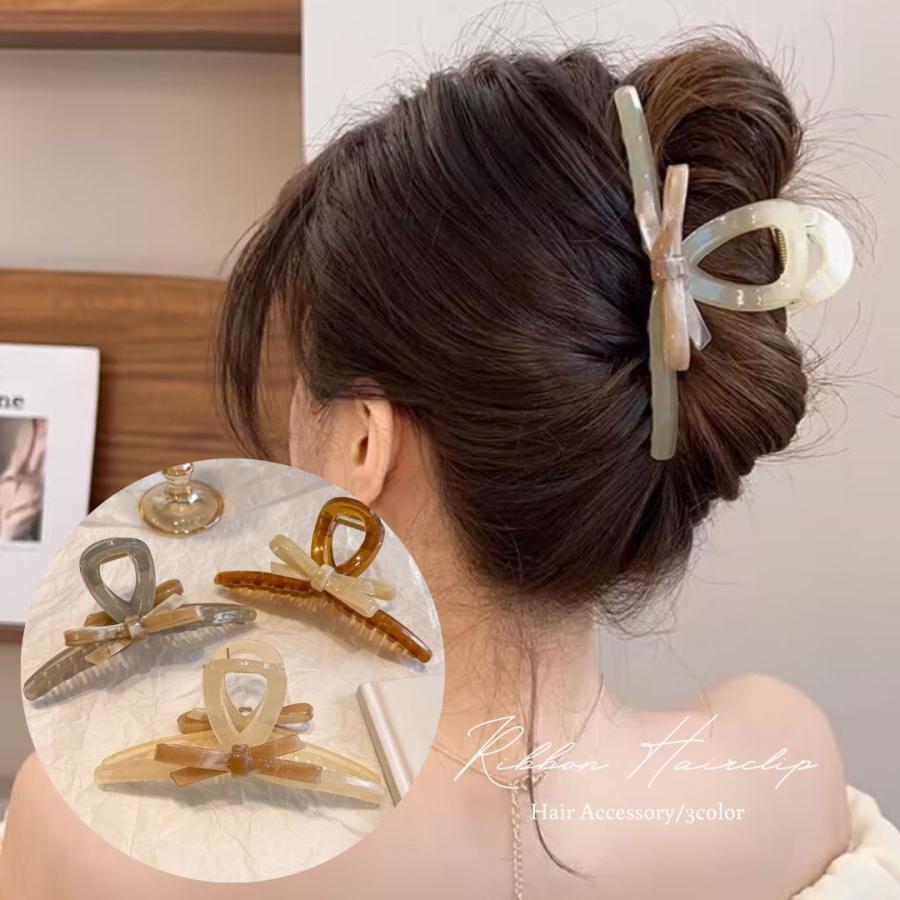 リボンバンスクリップ ヘアクリップ バンスクリップ 大きめ 特大 13cm