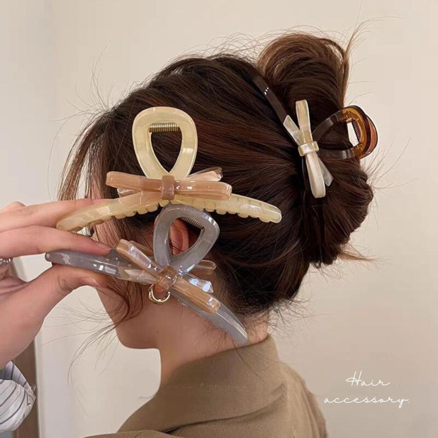 リボンバンスクリップ ヘアクリップ バンスクリップ 大きめ 特大 13cm