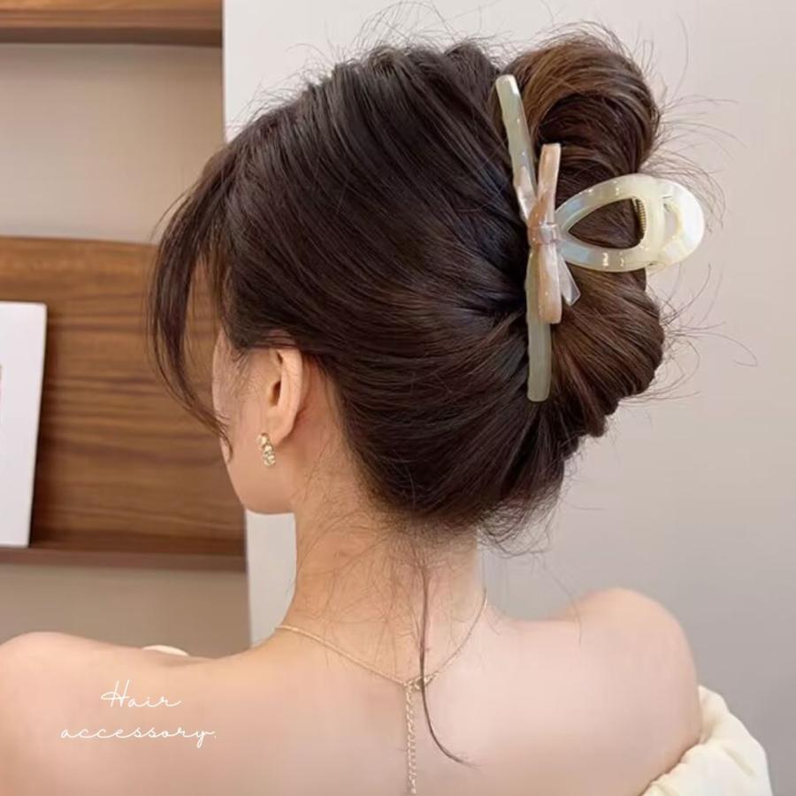 リボンバンスクリップ ヘアクリップ バンスクリップ 大きめ 特大 13cm