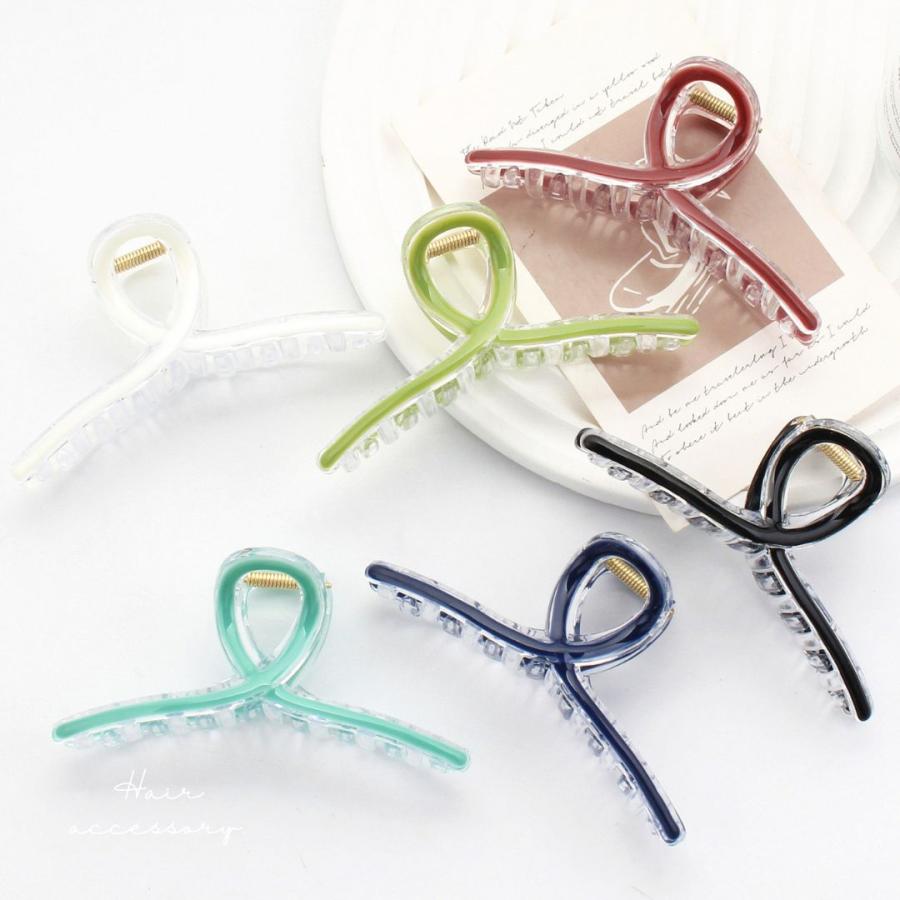 クリアカラーバンスクリップ ヘアクリップ スケルトン 夏 特大 13cm