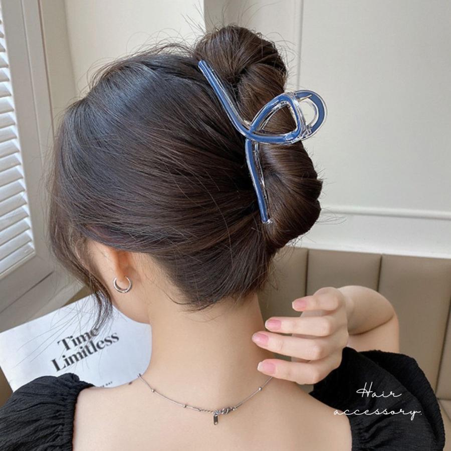 クリアカラーバンスクリップ ヘアクリップ スケルトン 夏 特大 13cm