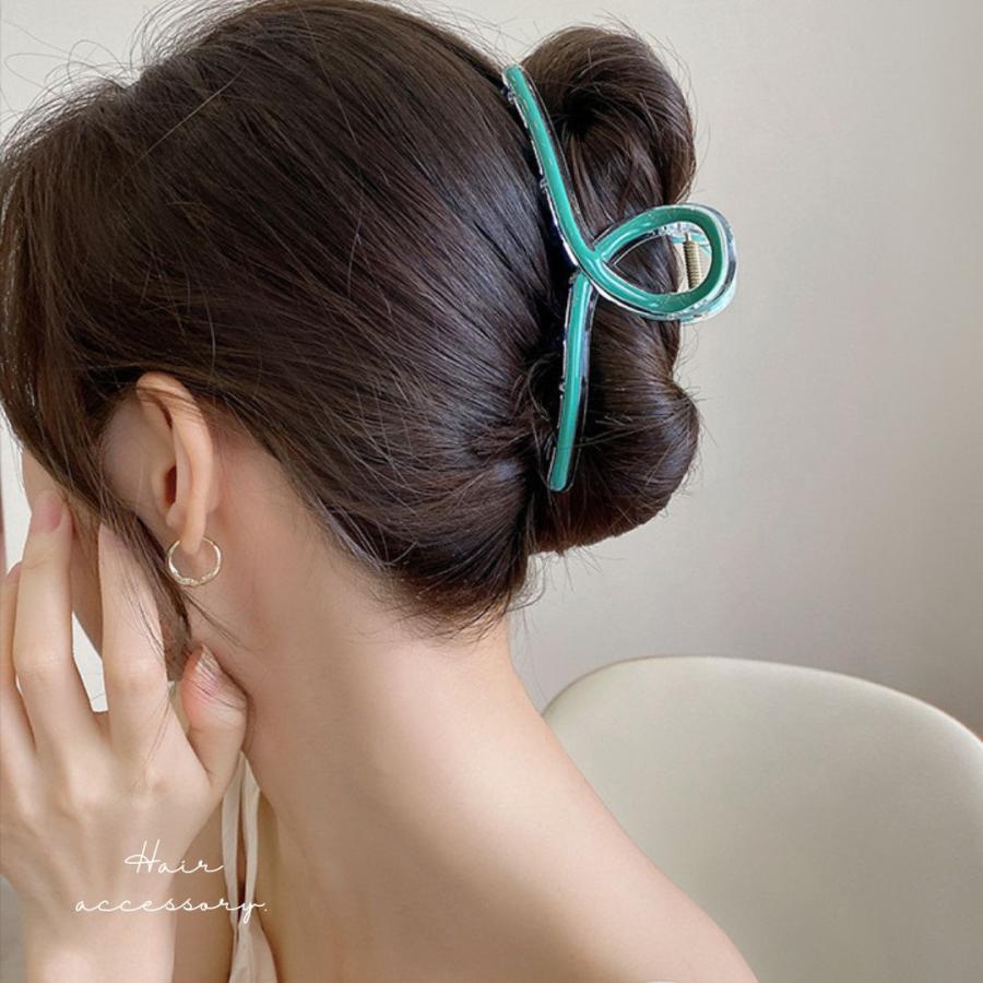 クリアカラーバンスクリップ ヘアクリップ スケルトン 夏 特大 13cm