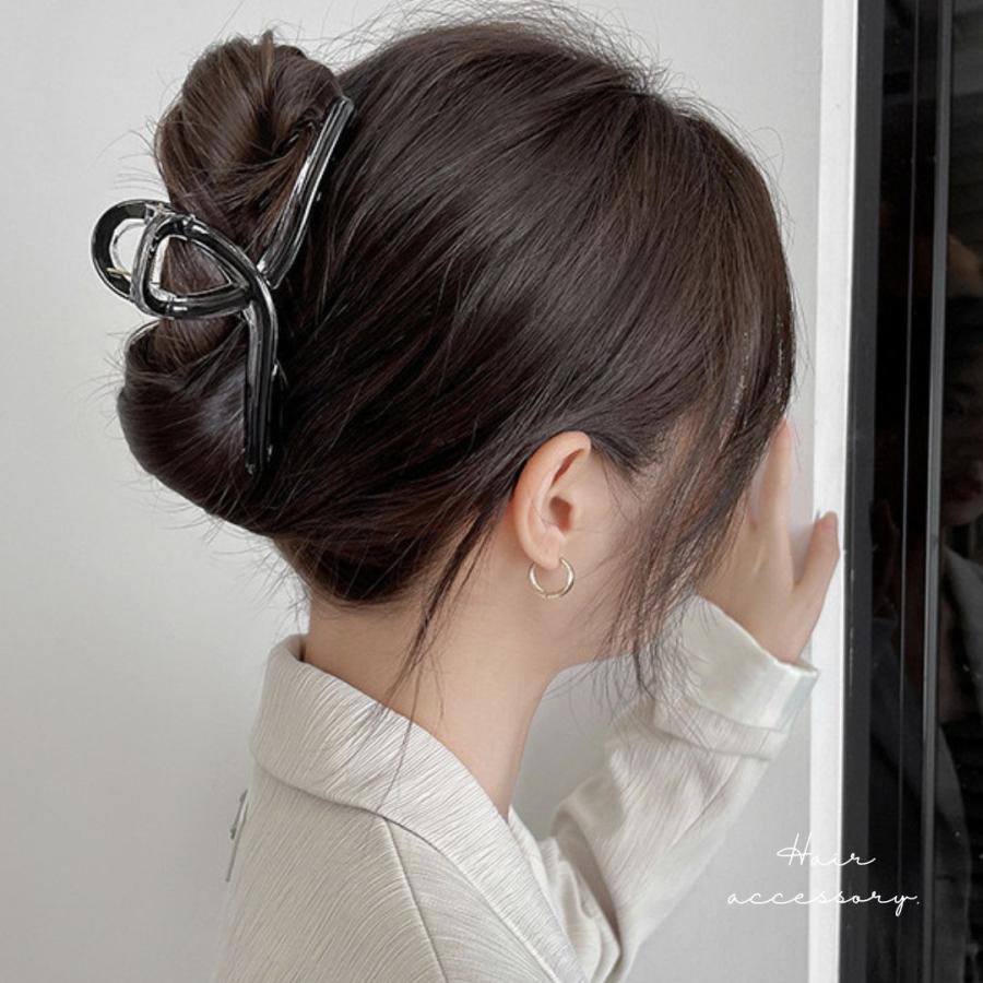 クリアカラーバンスクリップ ヘアクリップ スケルトン 夏 特大 13cm