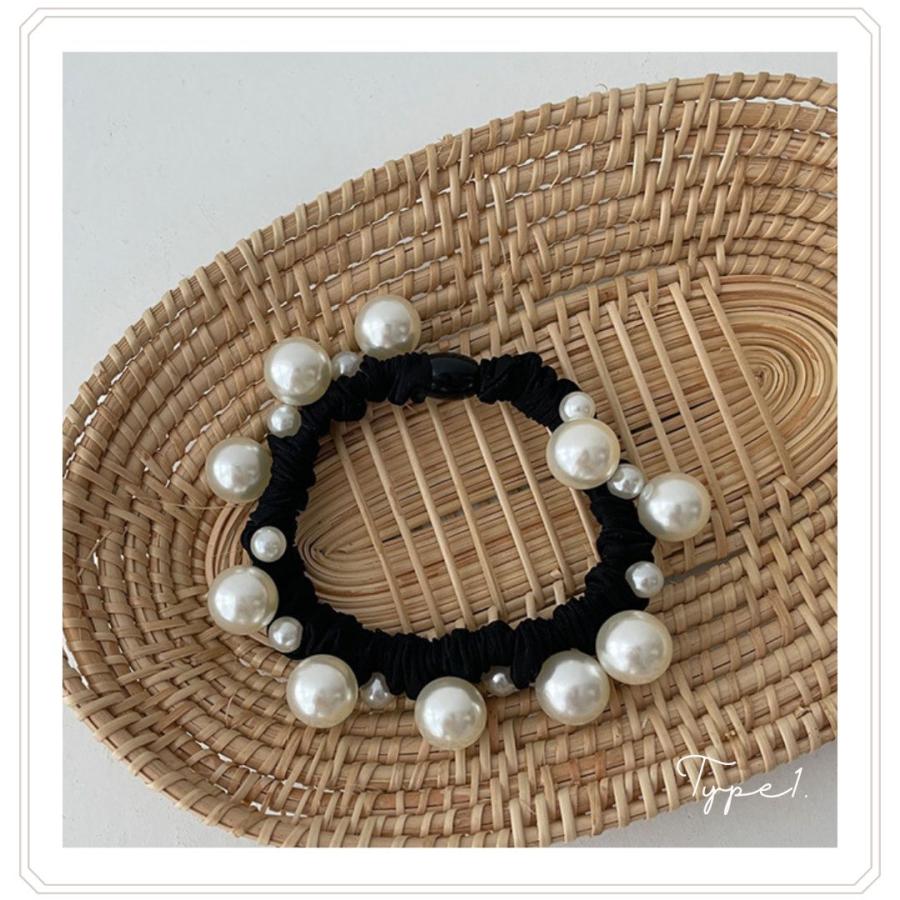 2本セット パールヘアゴム ビッグパール ヘアゴム よく伸びる 2個