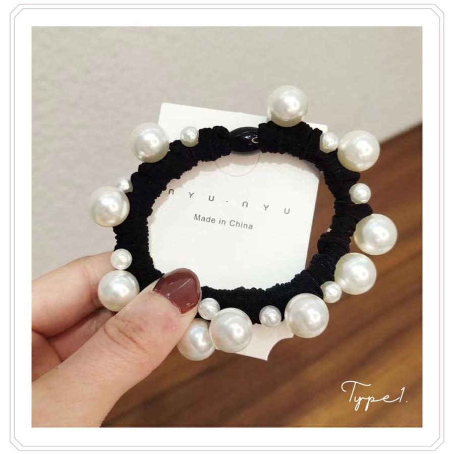 2本セット パールヘアゴム ビッグパール ヘアゴム よく伸びる 2個