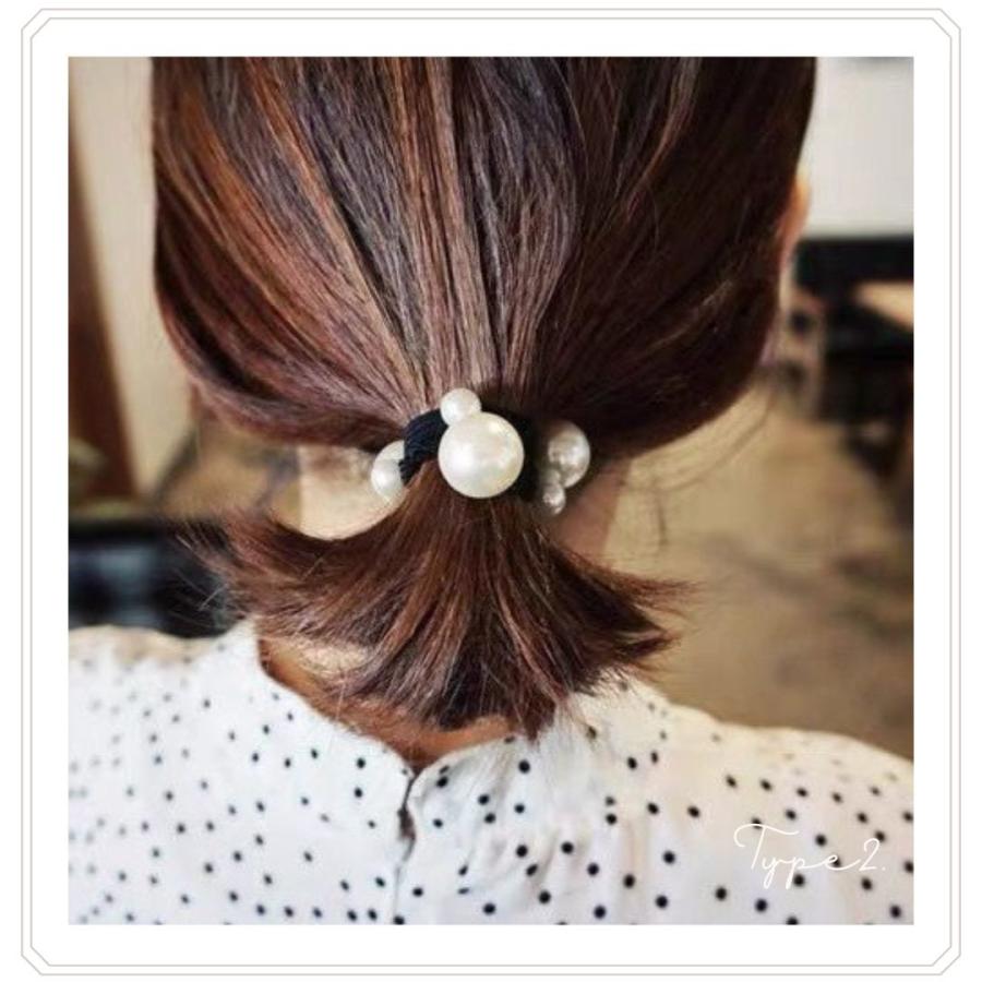 2本セット パールヘアゴム ビッグパール ヘアゴム よく伸びる 2個