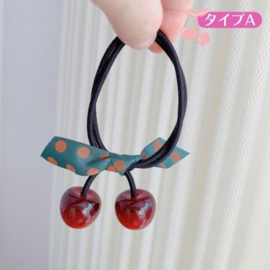 No.158】ヘアゴム ハンドメイド リボン さくらんぼ チェリー キッズ