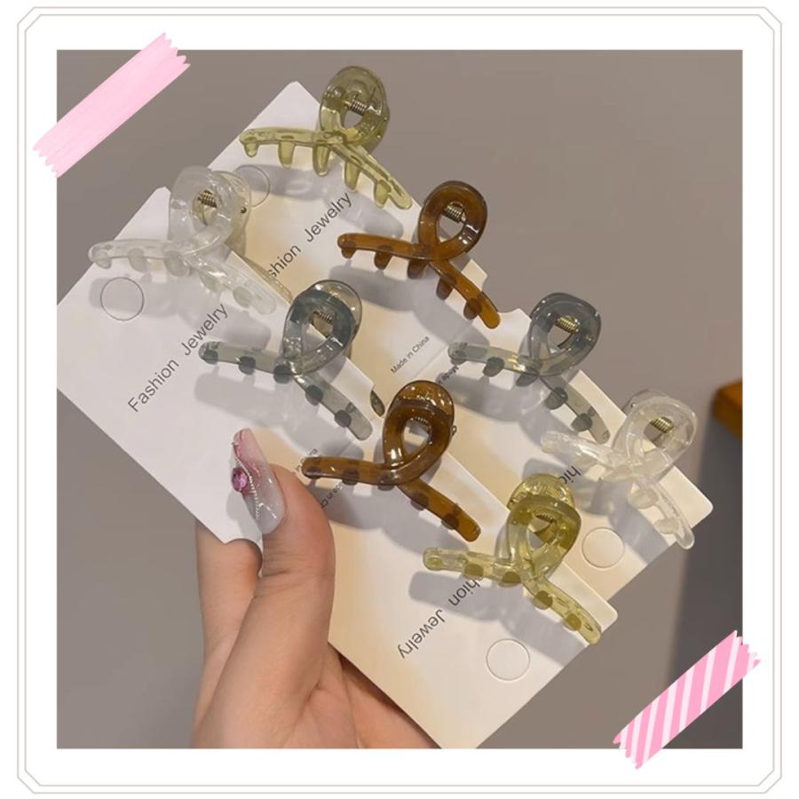 ミニヘアクリップ 4個セット ヘアークリップ くすみカラー 前髪