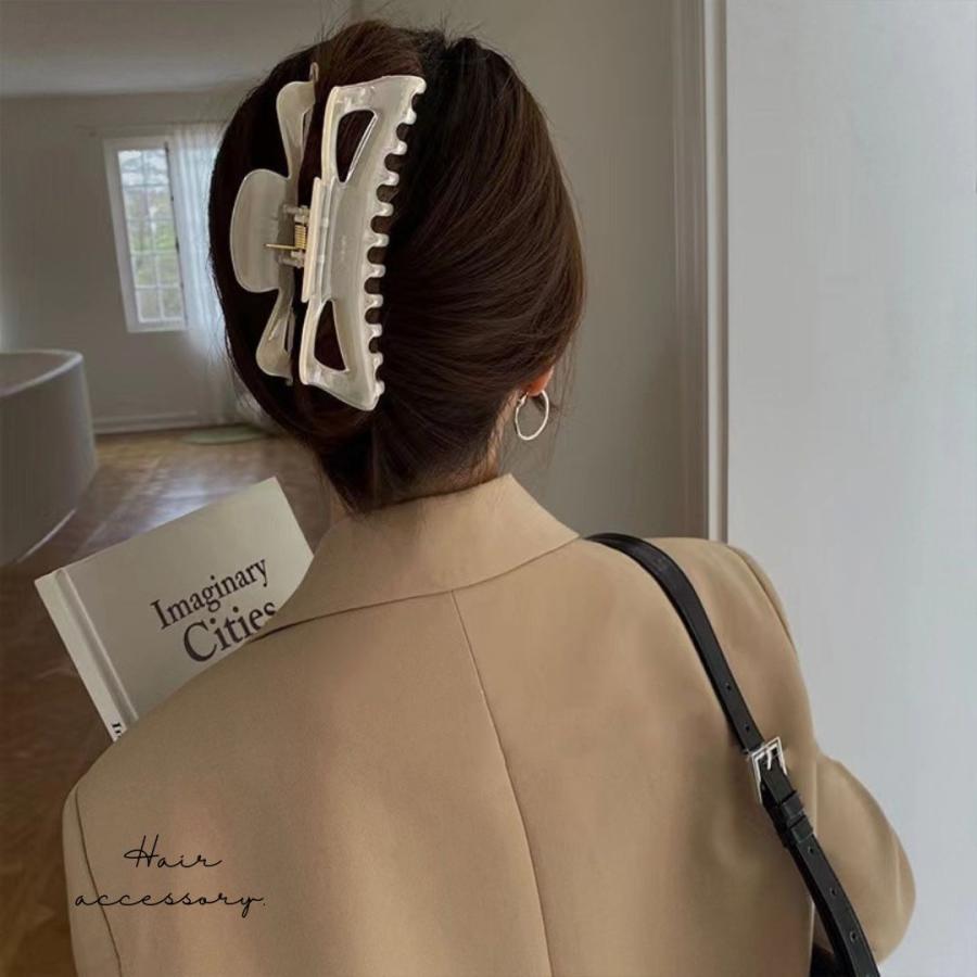 リボンバンスクリップ ヘアクリップ 特大 14cm 大きめ べっ甲 ブラック