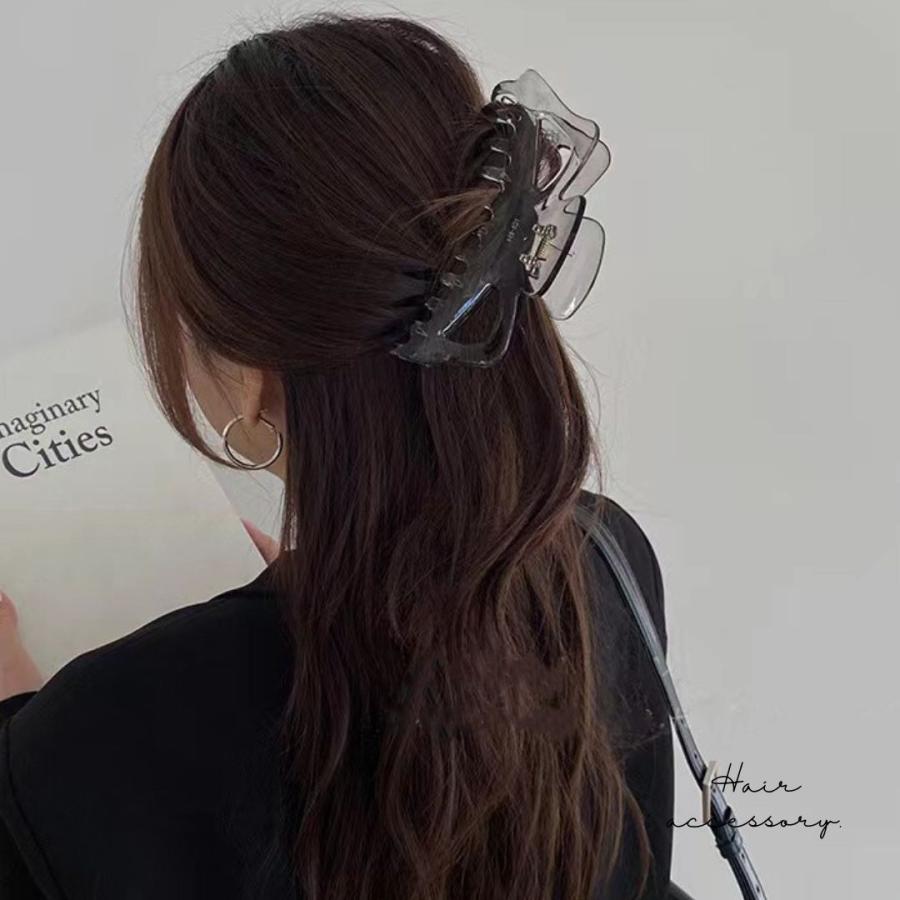 リボンバンスクリップ ヘアクリップ 特大 14cm 大きめ べっ甲 ブラック