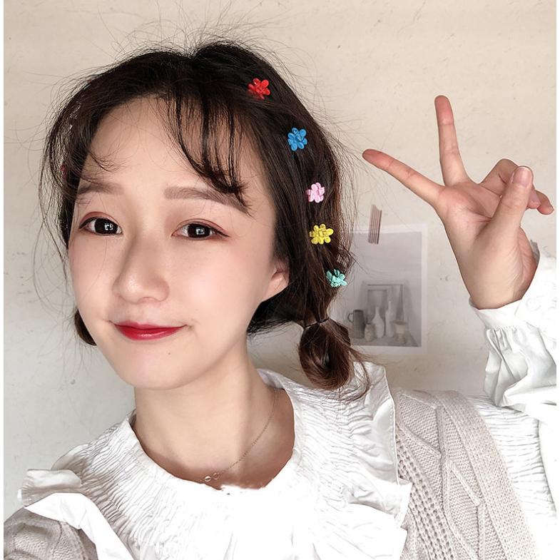ミニヘアクリップ 30個 ミニサイズ お花 フラワー カラフル くすみ