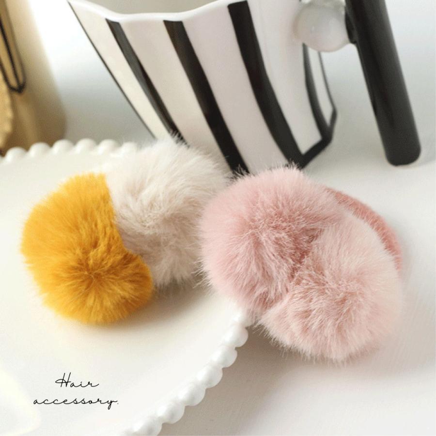ファーヘアゴム ふわふわ ボンボン もこもこ 秋冬 ヘアゴム シュシュ