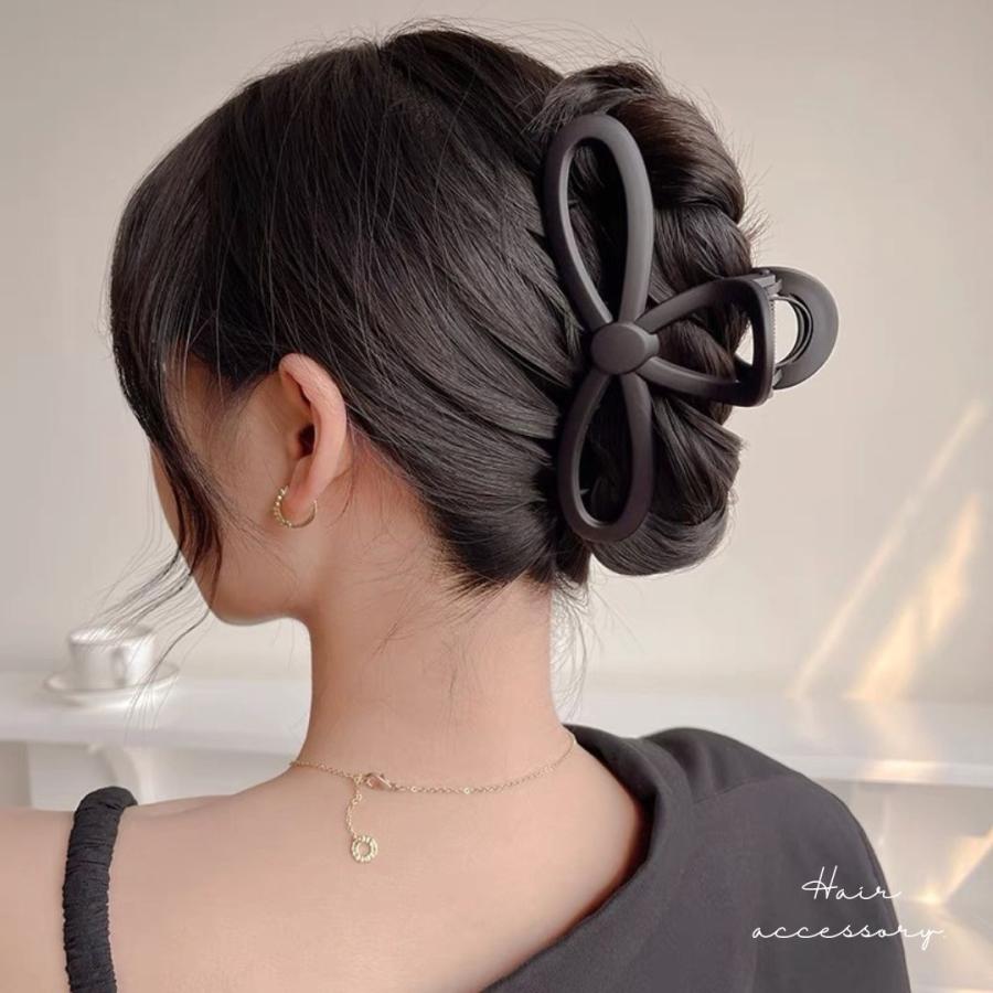 バンスクリップ 特大 13cm 大きめ ヘアクリップ マットカラー リボン