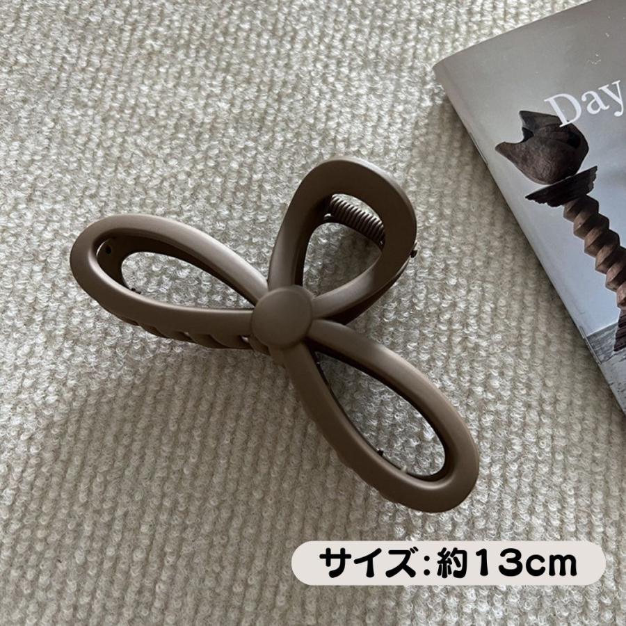 バンスクリップ 特大 13cm 大きめ ヘアクリップ マットカラー リボン