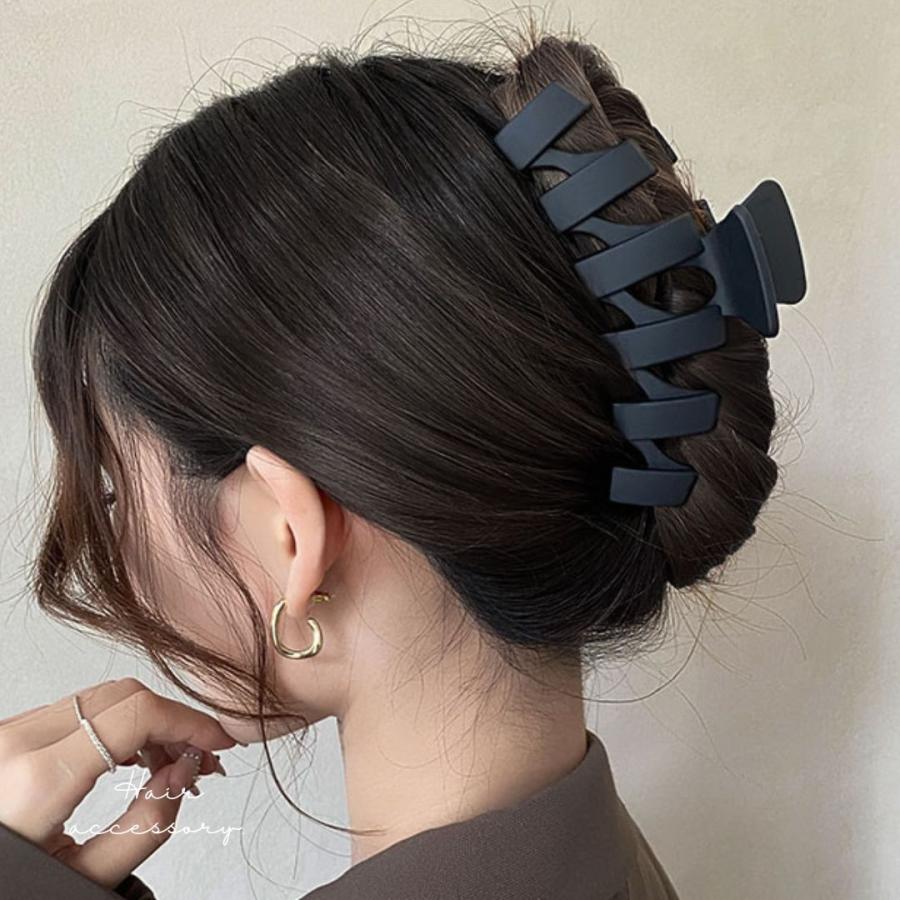 バンスクリップ 特大 13cm 大きめ ヘアクリップ マットカラー リボン