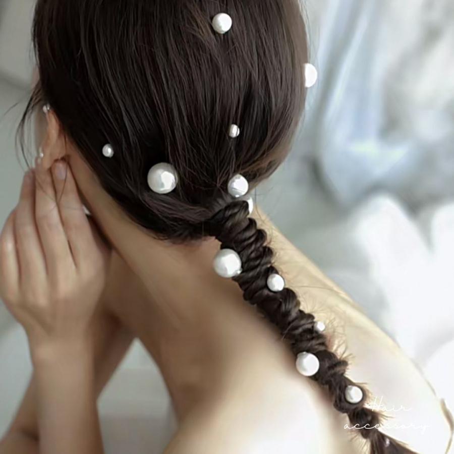 パール ヘアピンセット 18本セット Uピン ヘアセット 結婚式 パーティ