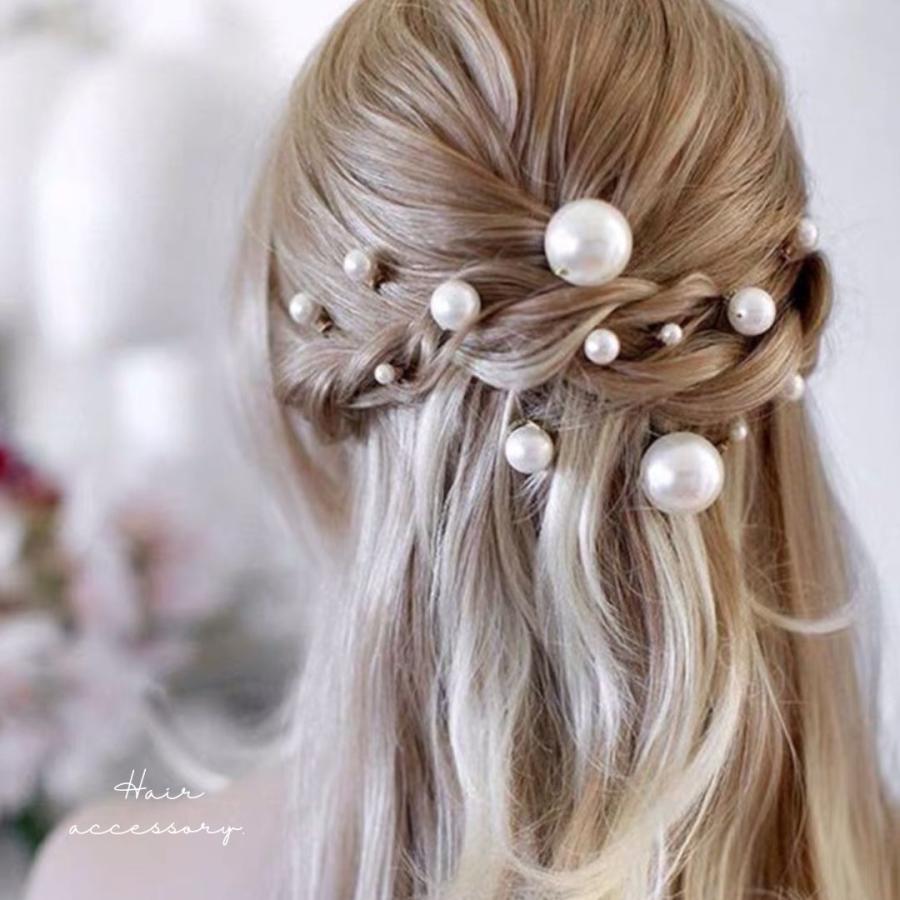 パール ヘアピンセット 18本セット Uピン ヘアセット 結婚式 パーティ